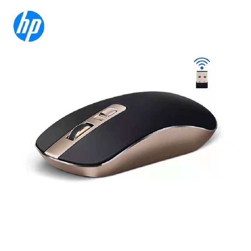 Mouse Hp S4000 NEW nir kabel Free Nano Receiver 2.4Ghz Wireless 800/ 1200/ 1600 DPI Optical Tracking Fusilage Alis Aluminium - Hitam/ Gules/ Emas