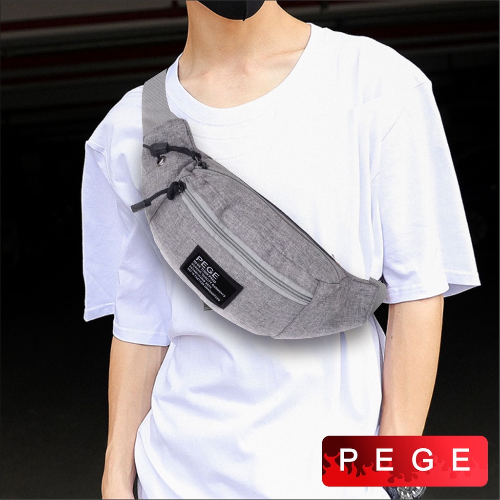 Tas Selempang Waistbag Pria PEGE Denim Tas Pinggang Distro Cowok Slingbag keren - PG 8865