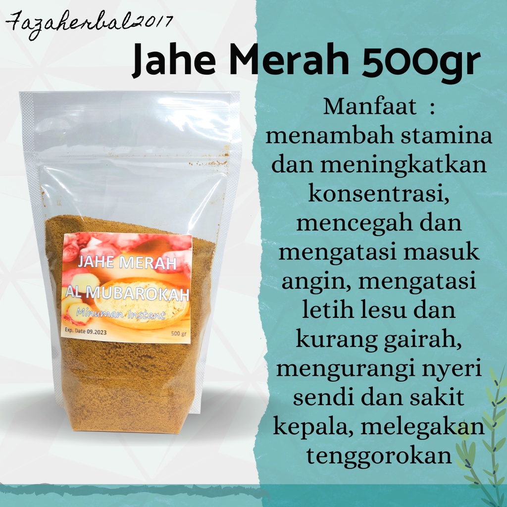 Jahe Merah 500 gr Al Mubarokah Plus Gula Semut Organik