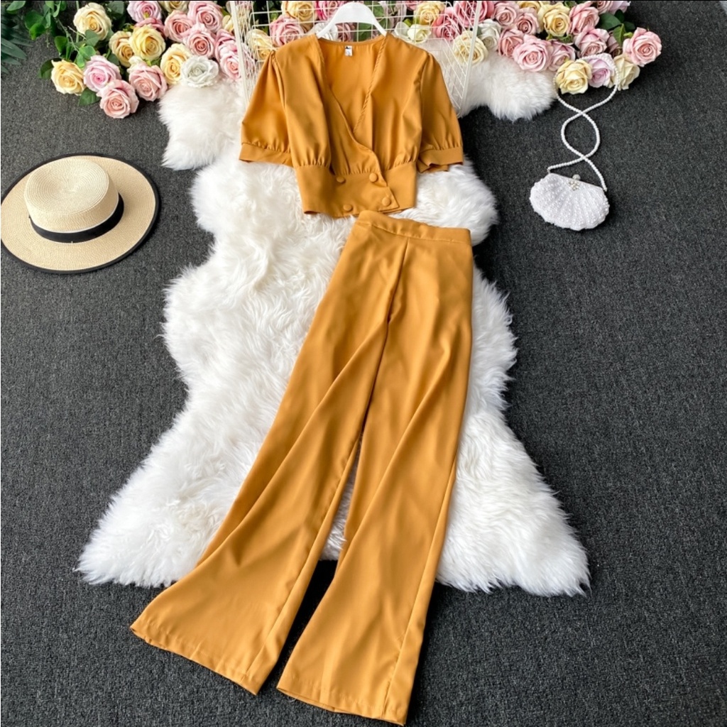 [HNFK] Set Livi / Setelan Wanita / Stelan Baju Dan Celana Wanita / Stelan Korea / Setelan