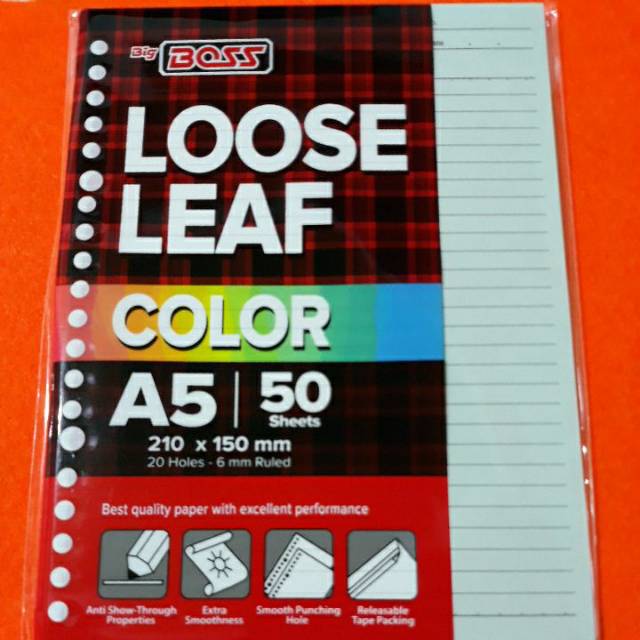 

Loose leaf BIG BOSS PPL A5 WARNA 50lembar