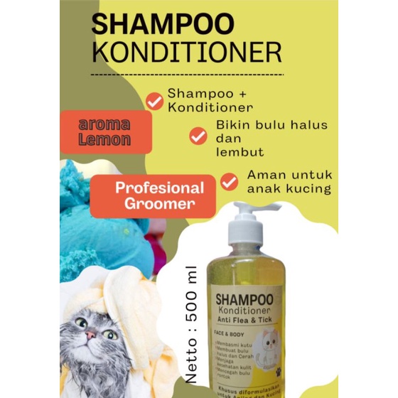 Shampoo conditioner 2in 1/anti kutu/anti jamur/anti rontok khusus kucing dan anjing