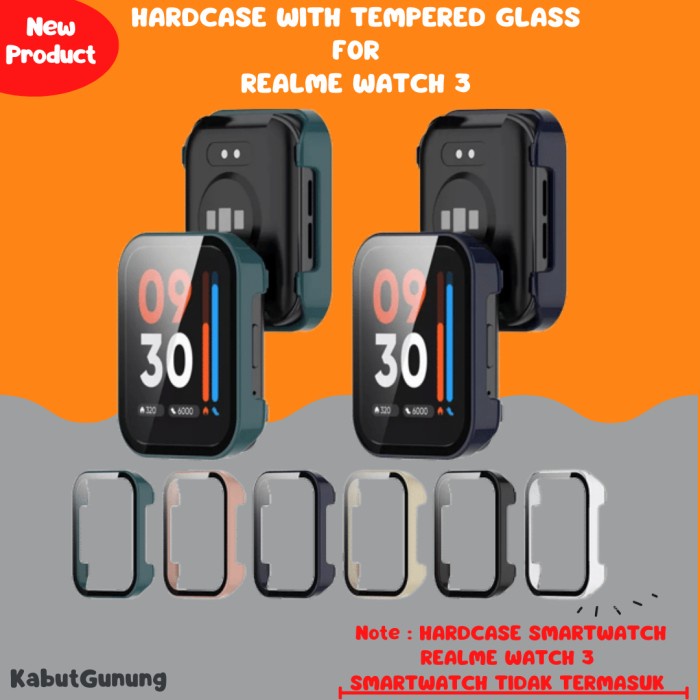 Hard Case For REALME WATCH 3 Case With Tempered Glass