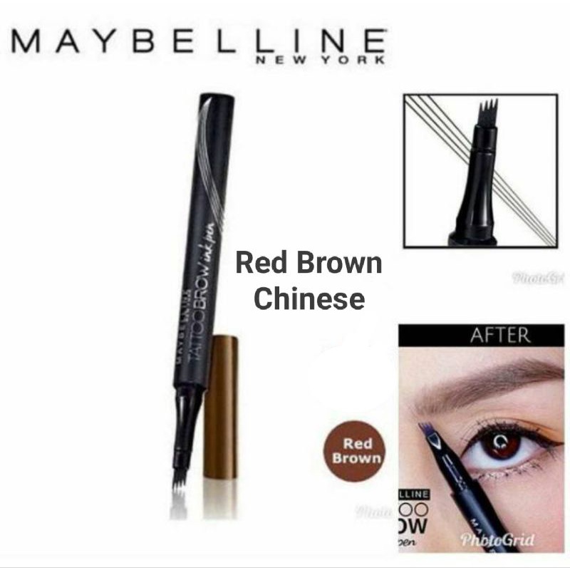 Maybelline Tatto Brow ink Pen Red brown Pensil alis tato [ Orginal ]