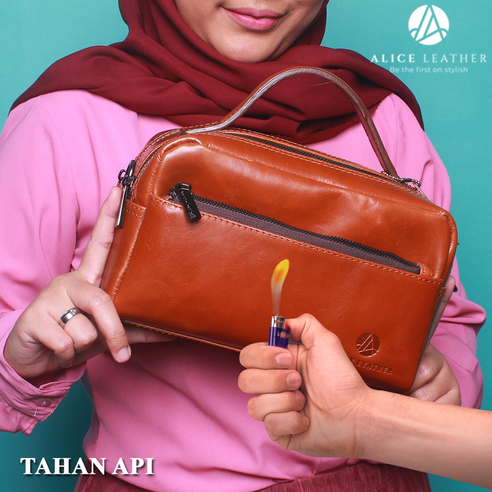 Tas Pouch Kulit Bag Clutch Bag Kulit Sapi Asli Pria Wanita Multifungsi VIOLETTA LEATHER Tas Wanita Shoulder Bag Lokal Bahan Kulit Sapi Asli AP01 GARANSI ORIGINAL