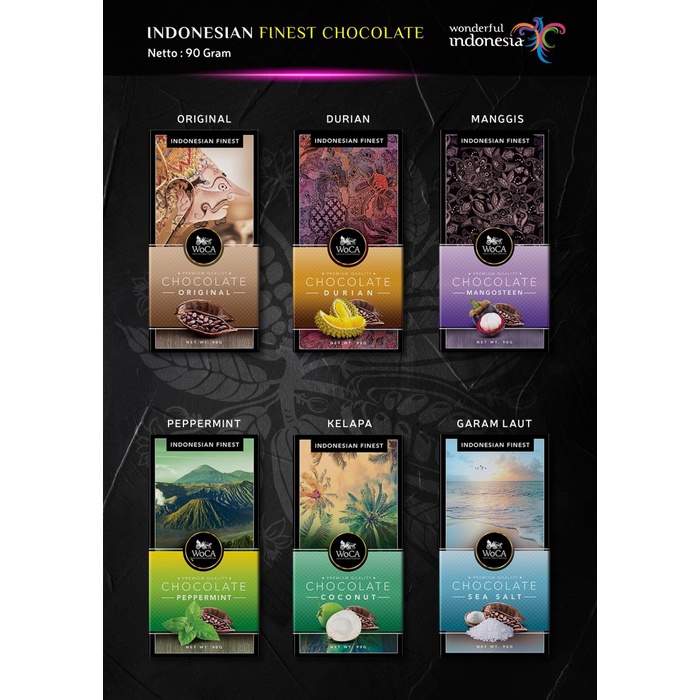 

COKELAT- WOCA PREMIUM CHOCOLATE 3 X 90G BARS - COKELAT BATANG RASA SEA SALT -COKELAT.