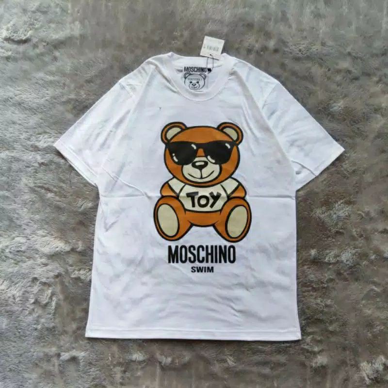 Kaos Tshirt Moschino Swim Toy Bear Mirror Fulltag &amp; Lebel Premium