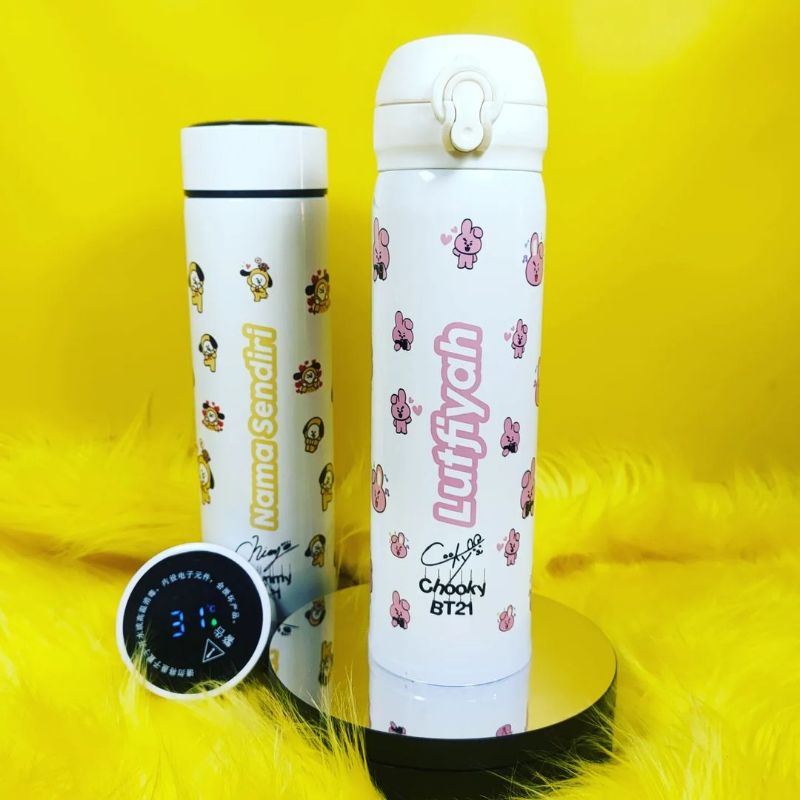 Tumbler BT21 Free Nama Sendiri Botol Minum Karakter BT21 Tahan Panas dan Dingin