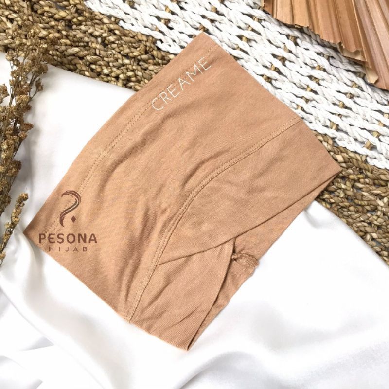 CIPUT BANDANA SILANG PREMIUM 2 SISI (MENYAMARKAN WAJAH BULAT)-cream