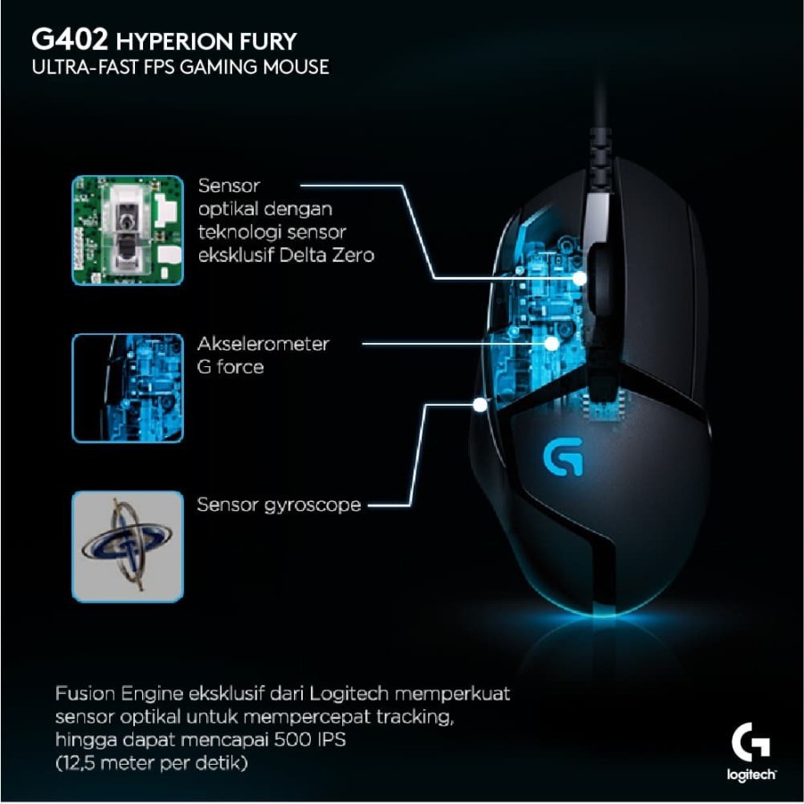 Logitech G402 Mouse Gaming Wired Ultra-Fast FPS