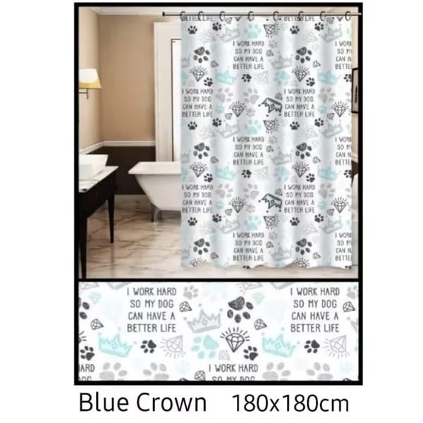 TEBAL Tirai kamar mandi anti air bahan PEVA sudah dilengkapi dengan pengait