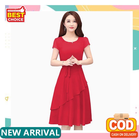 Baju Dress Remaja Kekinian Terbaru 2021 2022 Dress Natal Imlek Brukat Mewah Dress Martha Bahan Bruka