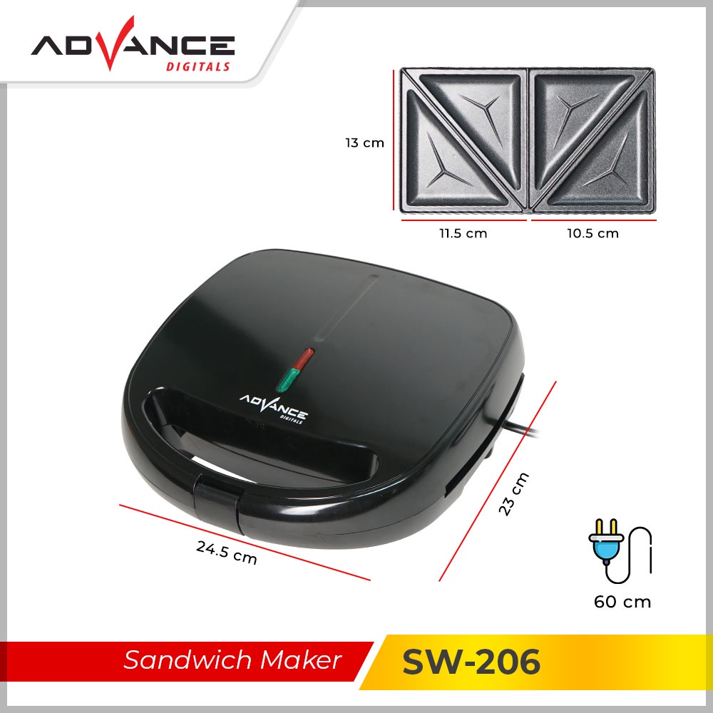 READY STOCK  ADVANCE Waffle Maker/mesin Sandwich WF 206/WF 101/SW 101/SW 206 Pemanggang Roti Waffle 2 Lapis Garansi Resmi 1 tahun