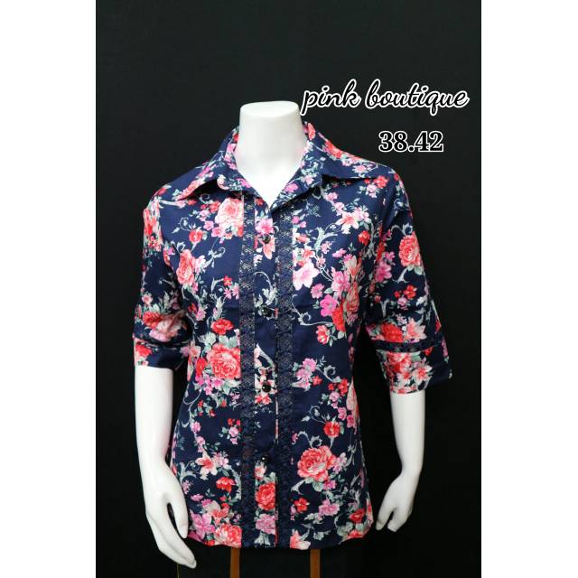 pink butik new katun bunga lengan lurus