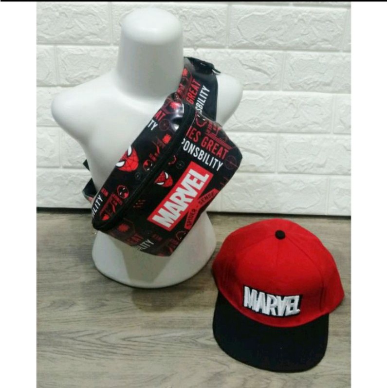 (BISA COD)Paket Murah Tas SLempang anak 2in1/Topi bordir/topi printing