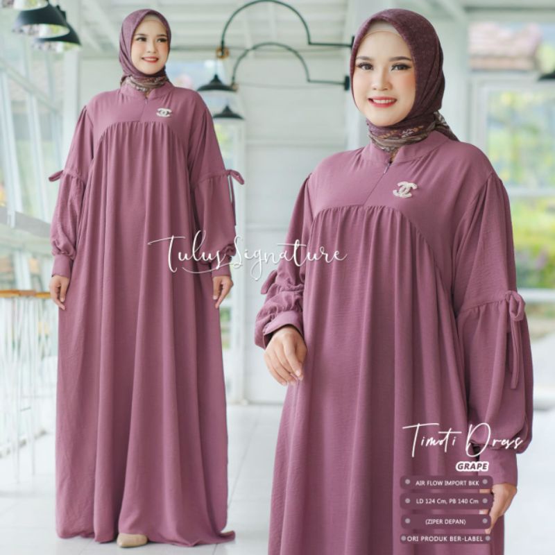 TIMOTI DRESS BY TULUS SIGNATURE / DRESS POLOS AIRFLOW MUSLIMAH // Gamis wanita jumbo airflow LD 124 busui