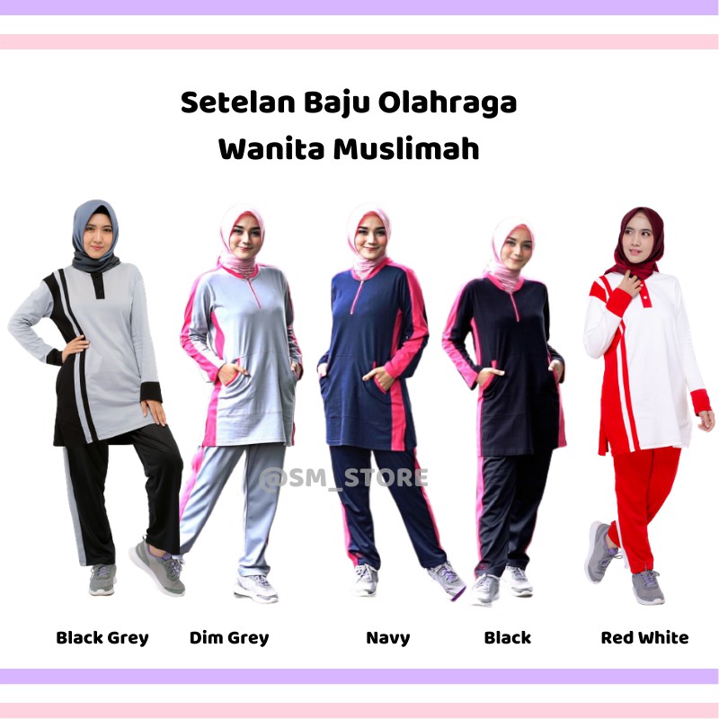 Setelan Baju Olahraga Wanita Muslimah Set Olahraga Training Wanita