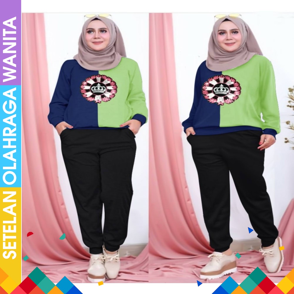 Baju Senam Aerobik Setelan Lapangan Zumba Olahraga Panjang Muslimah Hijab Cycling Rok Putih Merah