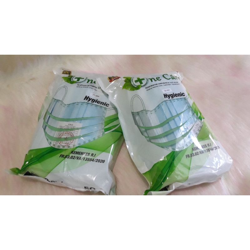 Masker One care/ hygenix/ Icare warna biru earloop/3ply