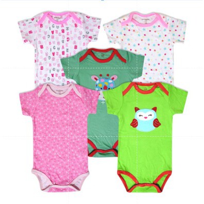 5in1 Baju Bayi Newborn Jumper Lengan Pendek 0-2 tahun Bayi kaos atasan Bayi baru lahir  BC-01-4 Baju Bayi Lengan Pendek isi 5pcs