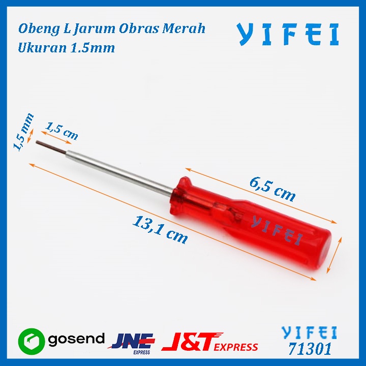 Obeng Jarum Obras - overdeck(1,5mm) Warna Merah/YIFEI-71301