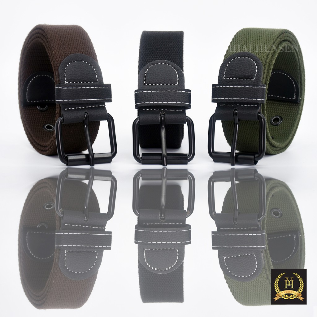 [Y&H] Ikat Pinggang Pria Canvas Polos Sabuk Tactical Military Kanvas Belt - YH038