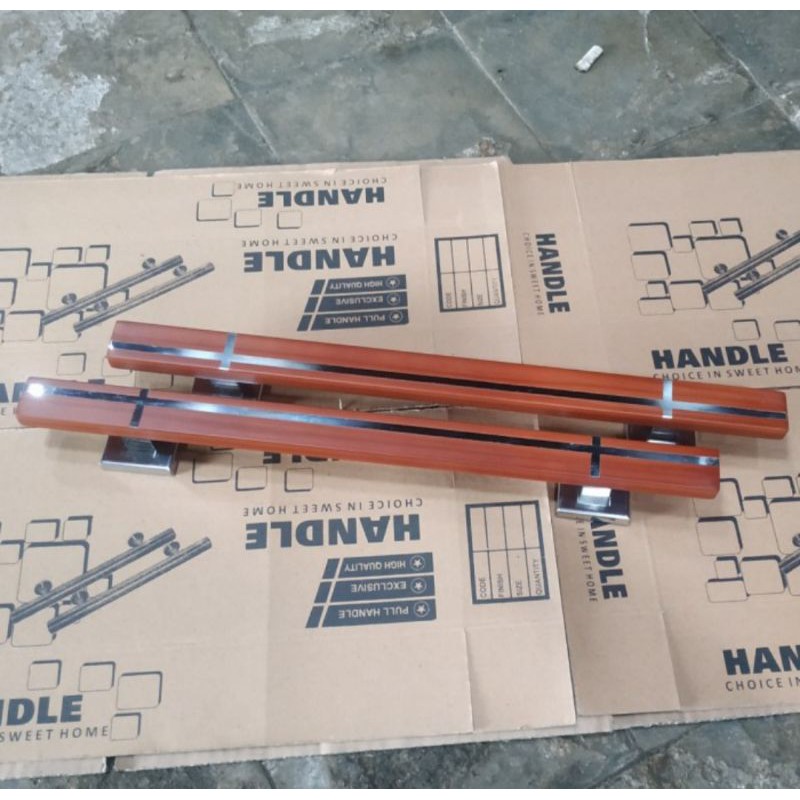Handle pintu tarikan pintu stainlis minimalis 60cm lis natural coklat kayu