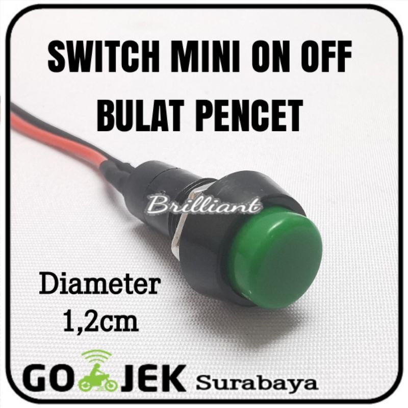 Switch Saklar ON OFF Bulat Mini DC - Model Geser / Pencet Push