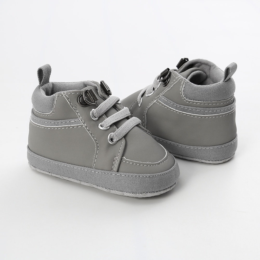 Sepatu Prewalker Bayi Laki Laki Umur 0 - 12 Bulan Sepatu Boots Anak Bayi Laki Laki Perempuan Baby Boot Prewaker Shoes Murah Umur 0 - 14 Bulan, umur 1 Tahun Abu AK 01