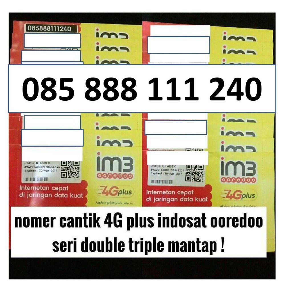 Nomer cantik indosat ooredoo 4G plus nomor cantik kartu perdana im3 seri double triple