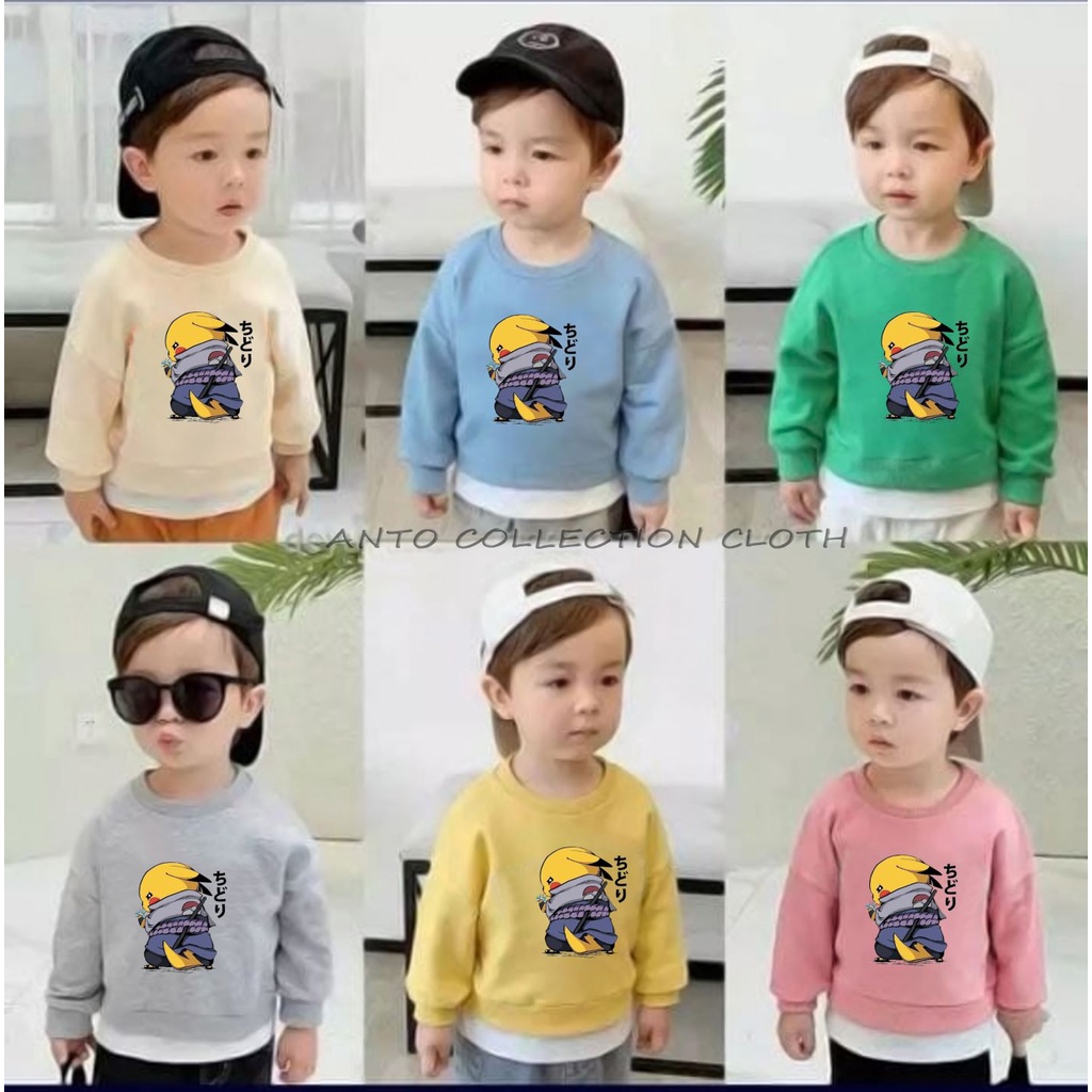 Jaket sweater anak laki-laki usia 2 3 4 5 6 7 8 9 10 tahun / switer crewneck basic anak laki laki perempuan karakter hero pikacu