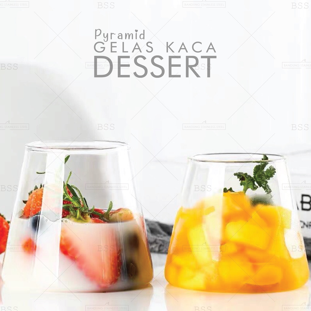 Gelas Kaca Pyramid 300ml Juice Susu Cangkir Segitiga Cantik Unik Borosilicate Mountain Glass