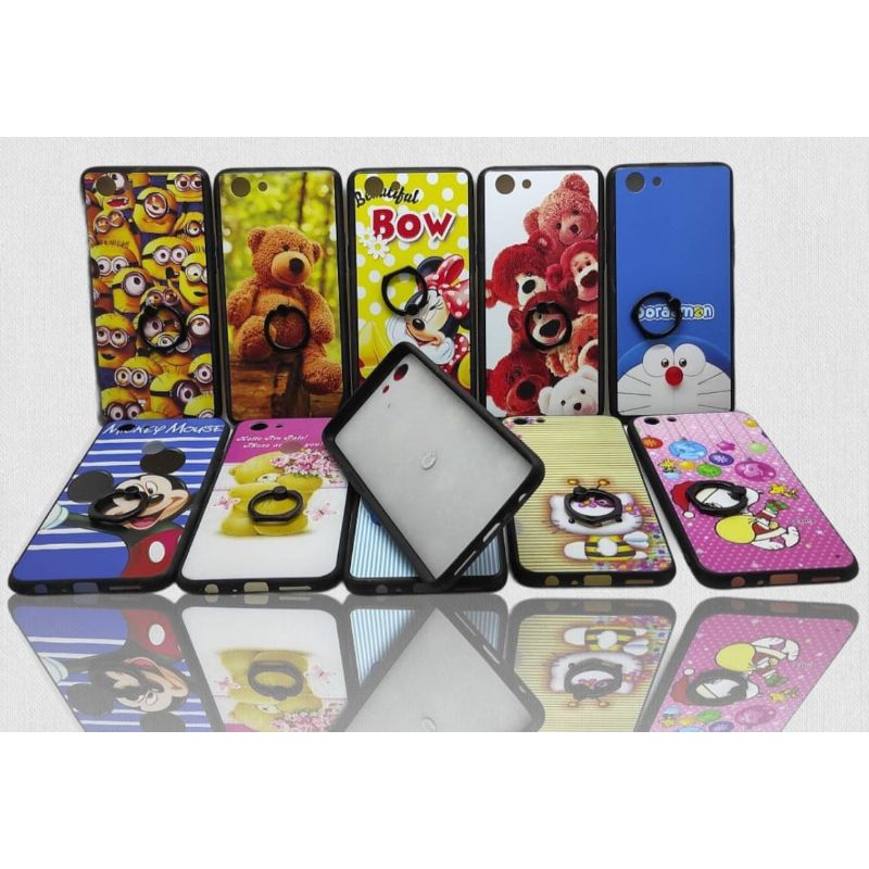 Case Gambar Samsung J2 Pro / J2 Prime / J4 / J5 Pro Hardcase Ring Case Gambar Timbul Motif Cewek Sil
