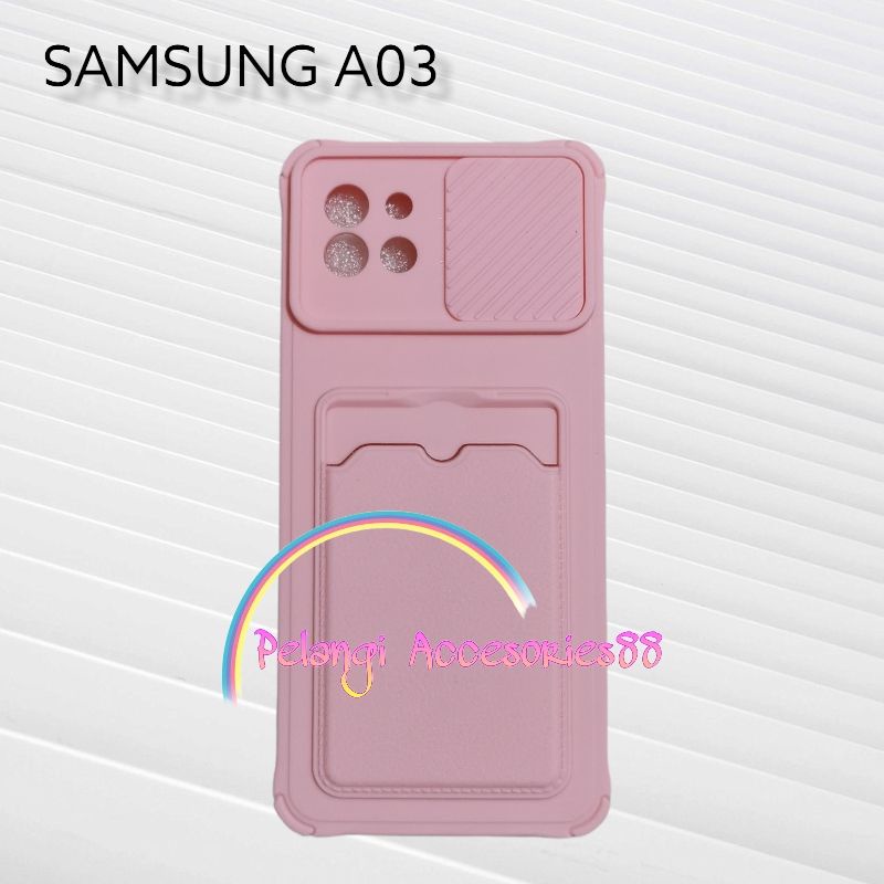 CASE SAMSUNG A03 SOFTCASE SLEDING WARNA WARNI SLOT CARD