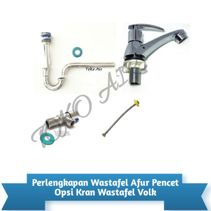 Perlengkapan Wastafel Lengkap dengan Afur Rantai Stainless