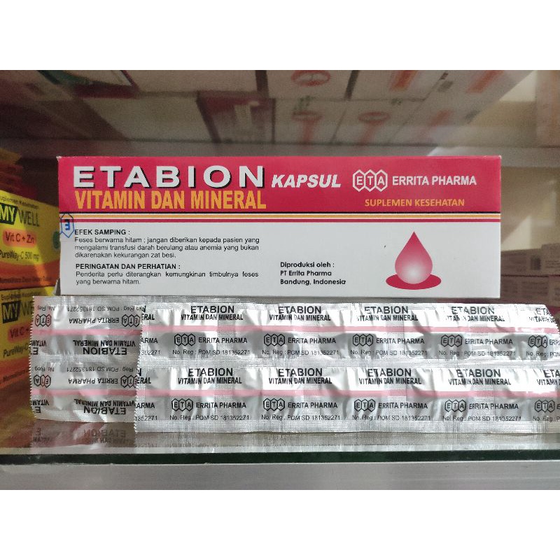 ETABION KAPSUL penambah darah vitamin dan mineral @1Strip @10Kapsul