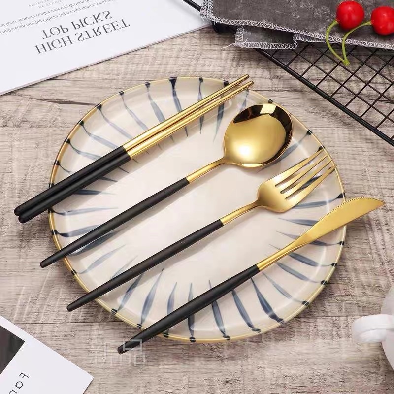 SET ALAT MAKAN CUTLERY KOREA STAINLESS STEEL TEBAL / SENDOK SUMPIT GARPU PISAU TRAVEL KOREA SET /  CHOPSTICKS SPOON FORK KNIFE KOREA HIGH QUALITY FINISHING / SUJEO SET / PAKET ALAT MAKAN PREMIUM / SET PERALATAN MAKAN WARNA WARNI / CUTLERY SET