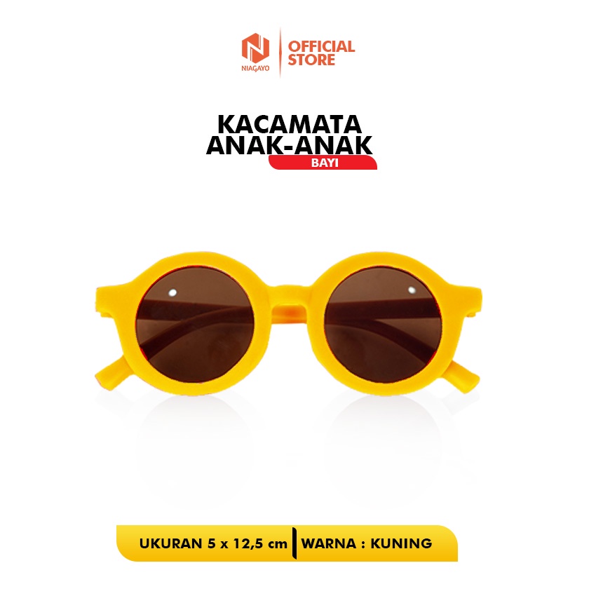 Kacamata Anak Model Bulat Dengan Lensa Hitam-KUNING