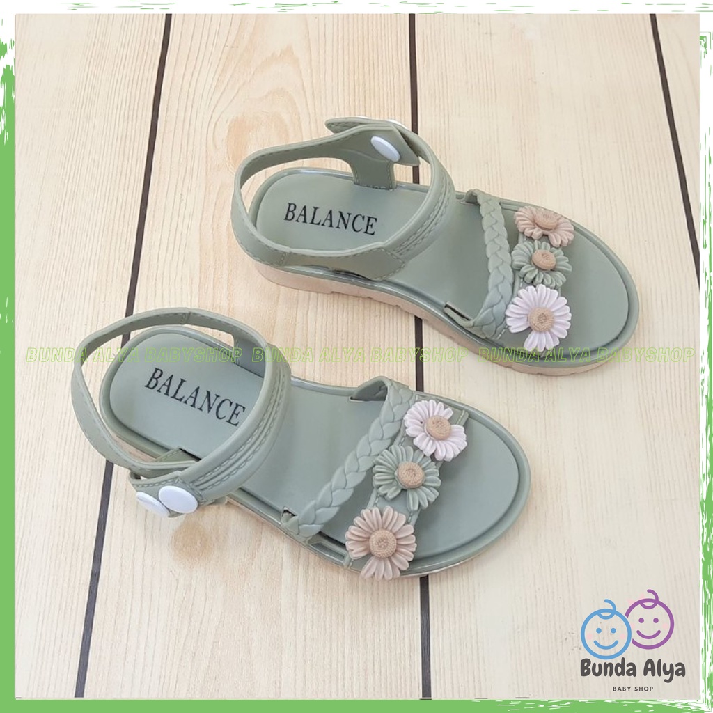 Sendal Anak Perempuan IMPORT Usia 2 3 Tahun HIJAU Bunga Tali Sepatu Sandal Anak Cewek Motif Bunga Lucu Kekinian Anti Slip Size 24 Sampai 35