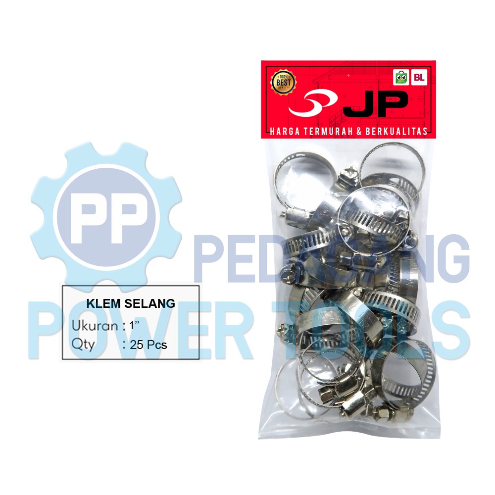 JP 25 PCS KLEM SELANG 1&quot; INCH STAINLESS STEEL HOSE CLIPS CLAMP JEPIT