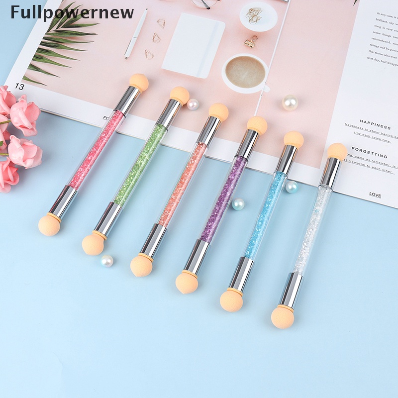 [FULL] Double-headed Gradient Brushes Acrylic Rhinestone Handle Sponge Nail Brush Pen