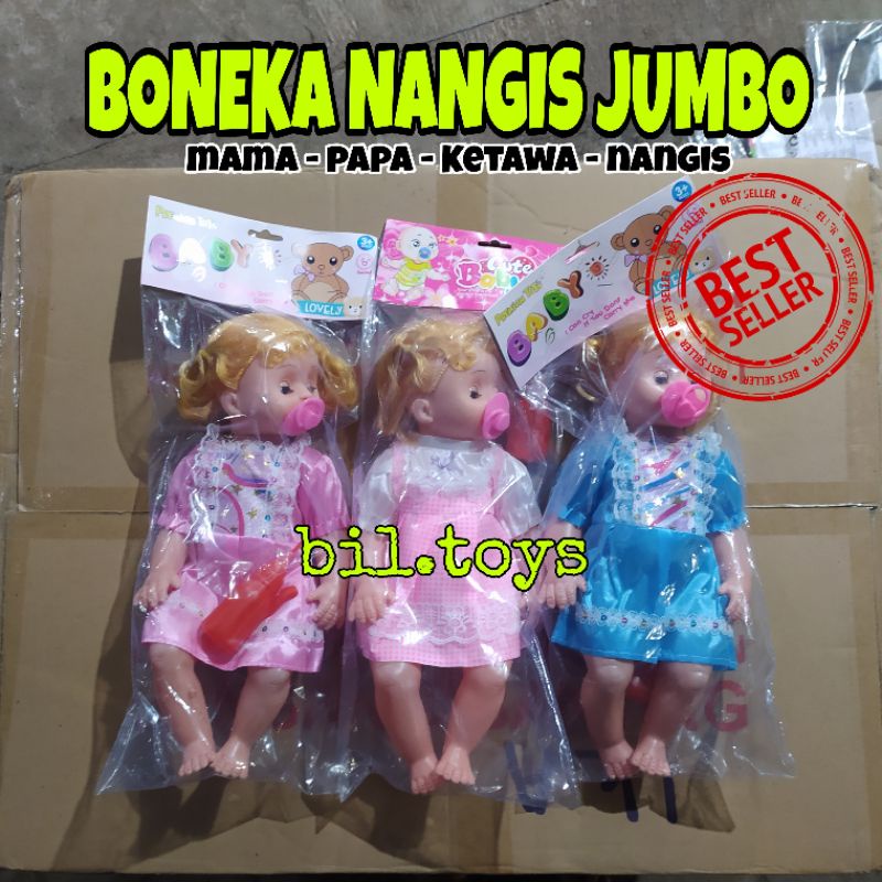 MAINAN ANAK PEREMPUAN BONEKA PAPA MAMA KETAWA NANGIS JUMBO MAINAN BONEKA NANGIS BESAR