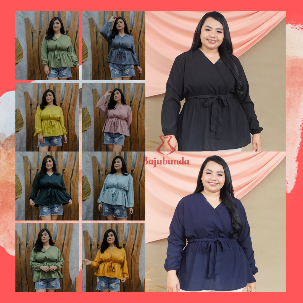 LD 130 ATASAN WANITA JUMBO BIG SIZE POLOS LENGAN PANJANG WANITA ESTHER