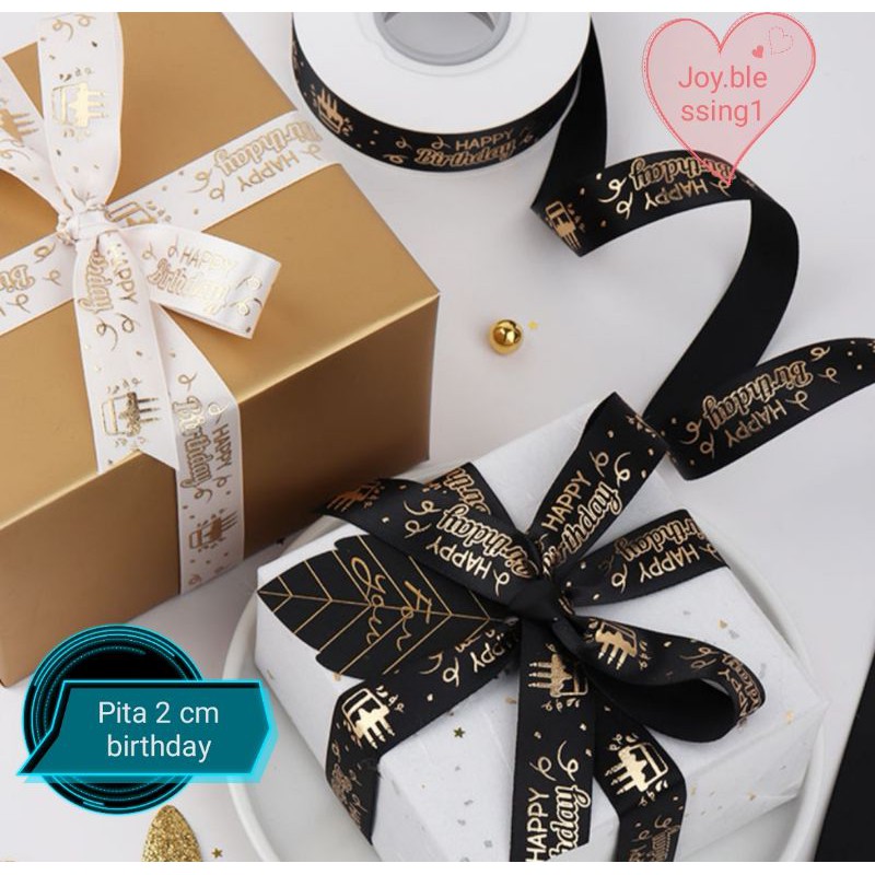 

(5 yard) PITA SABLON TIMBUL HAPPY BIRTHDAY ULANG TAHUN 2 CM MURAH BAGUS
