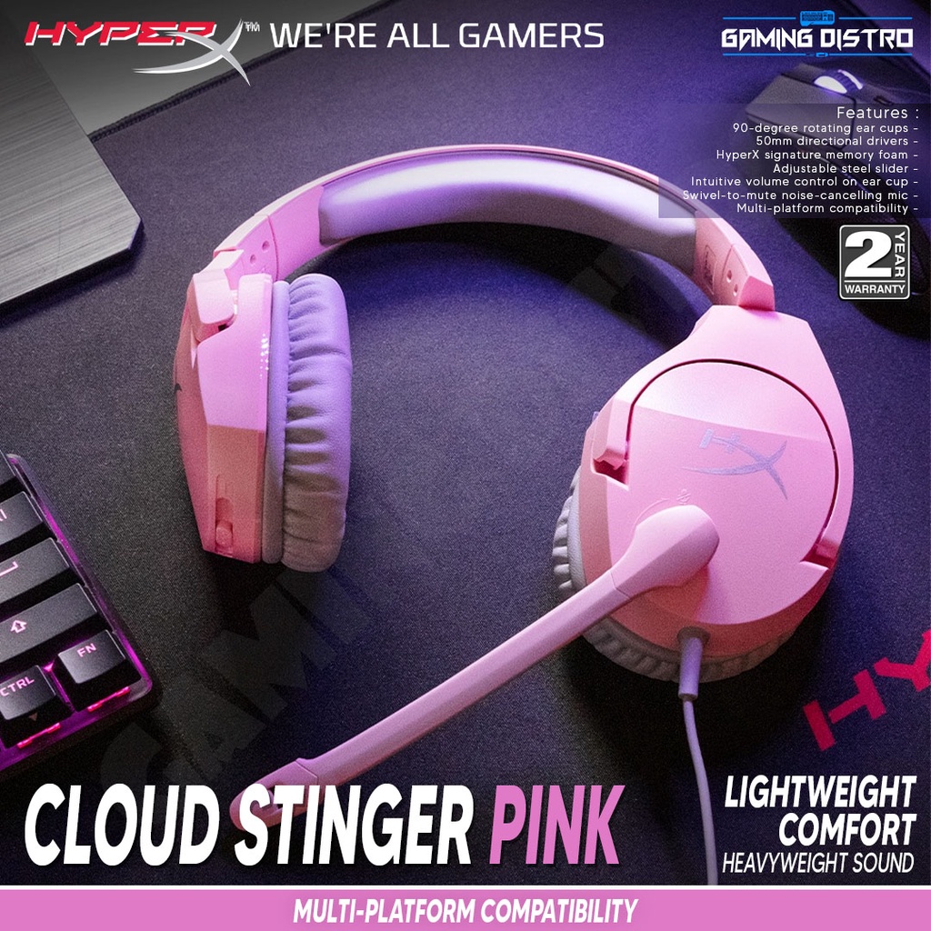 Headset Gaming HyperX Cloud Stinger Pink - HyperX Cloud Stinger Pink