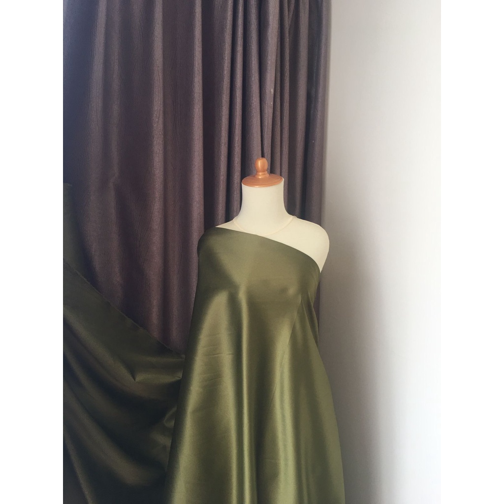 Kain Bahan Satin Velvet Premium Meteran Grade A Warna Hijau Army