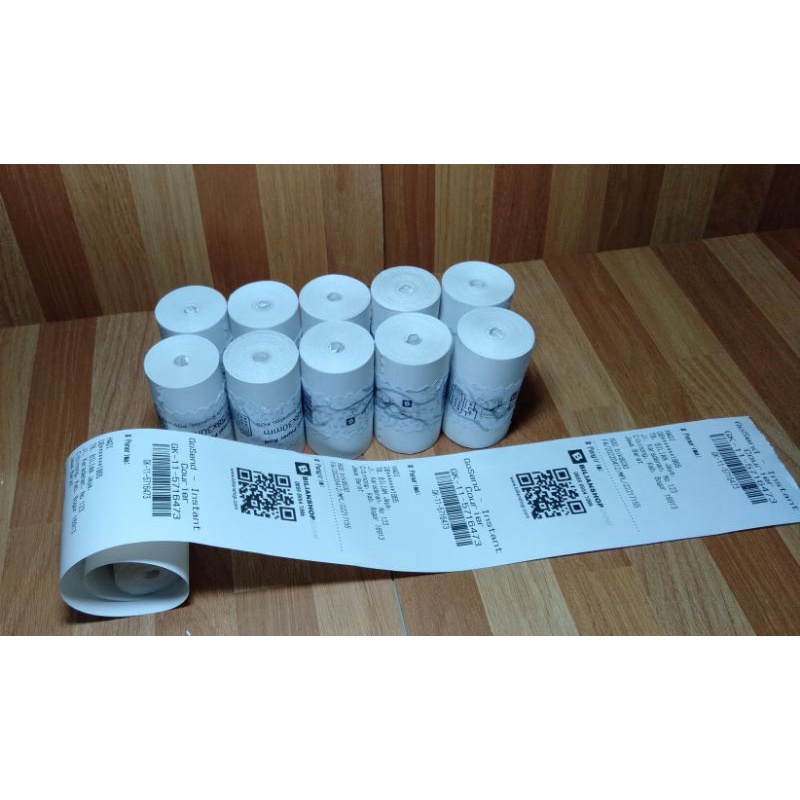 

Dck kertas Thermal 57x30 58x30 coreless 10 roll untuk printer 58mm zjiang 5807 5809 5802 5805