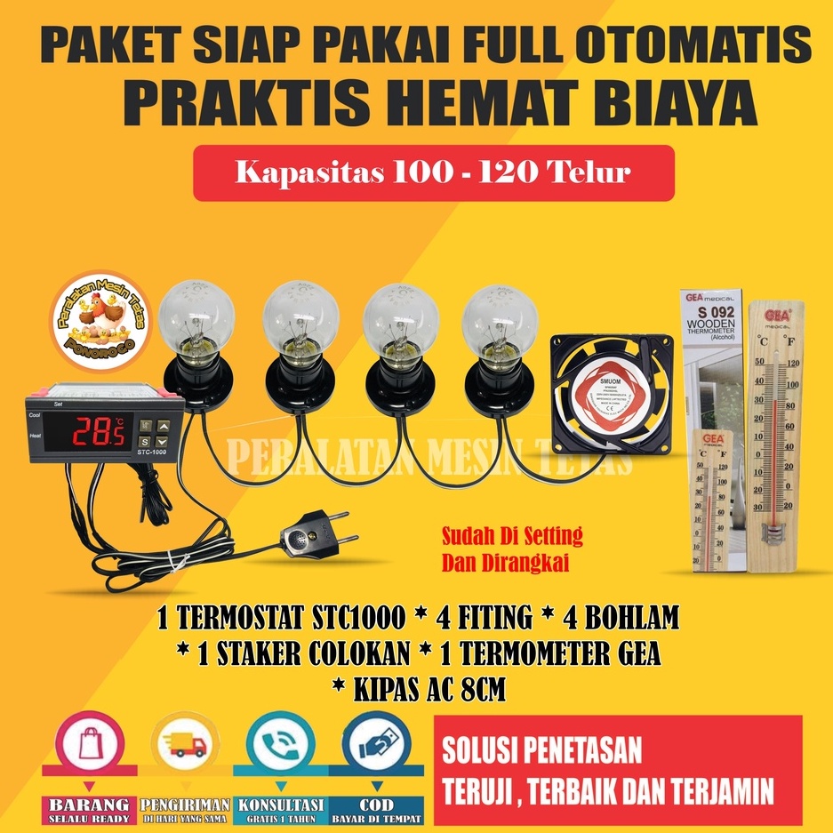 Paket Siap Pakai Termostat STC1000 Kapasitas 100-120 Butir Telur