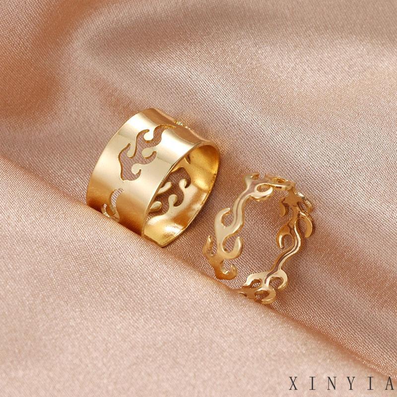 Set Cincin Model Terbuka Bahan Logam Gaya Vintage