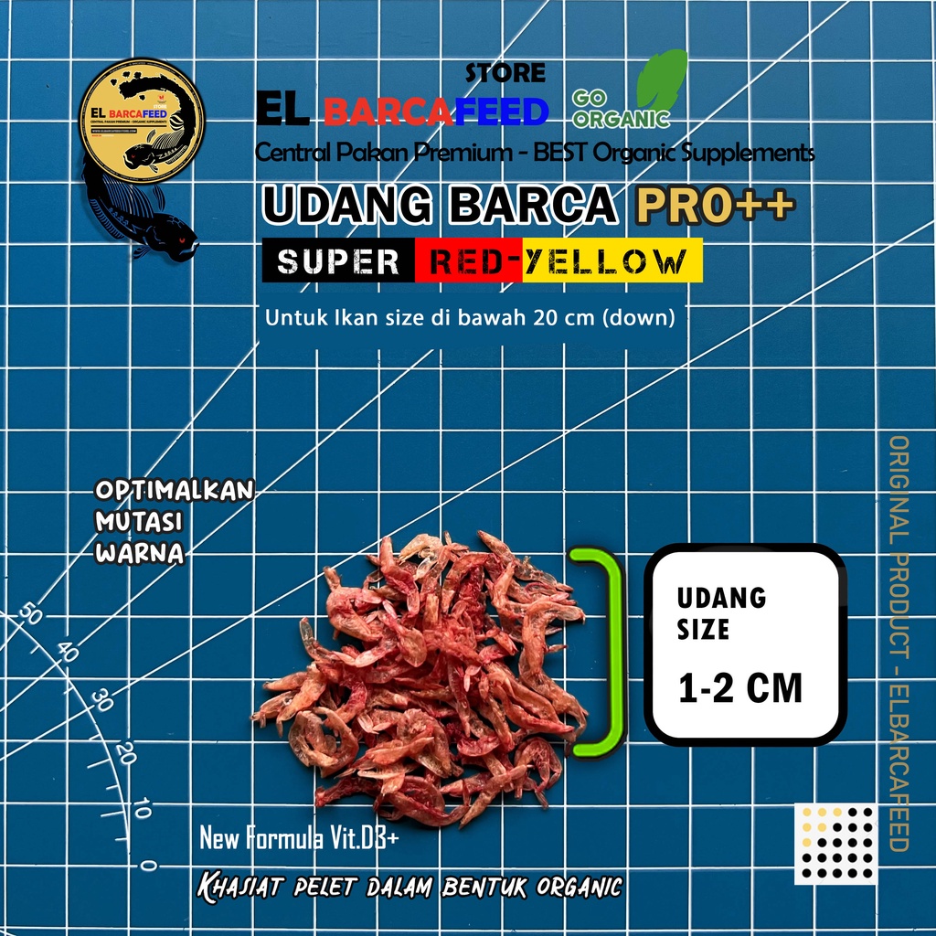 UDANG BARCA Pro++ [RED-YELLOW BOOSTER] PUSH SUPER RED-YELLOW-GOLD-ALBINO COLOR - EL BARCA Feed - Pakan Ikan Channa, Arwana, Louhan &amp; ikan hias lainnya